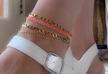 Load image into Gallery viewer, Neon Orange Checkerboard Anklet