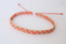 Load image into Gallery viewer, Neon Orange Checkerboard Anklet