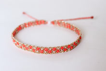 Load image into Gallery viewer, Neon Orange Checkerboard Anklet