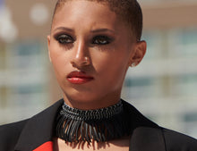Load image into Gallery viewer, Black Fringe Choker Necklace