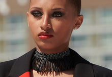 Load image into Gallery viewer, Black Fringe Choker Necklace