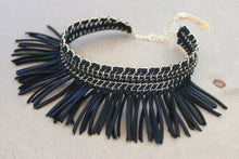 Load image into Gallery viewer, Black Fringe Choker Necklace