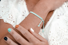 Cargar imagen en el visor de la galería, Mint Blue *Silver* Stacker Bracelet