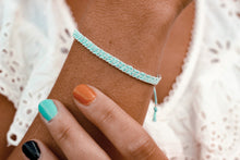 Cargar imagen en el visor de la galería, Mint Blue *Silver* Stacker Bracelet