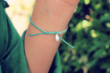 Load image into Gallery viewer, Dainty Aqua Silver Stacker Bracelet