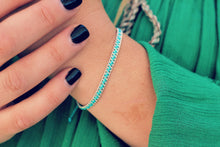 Load image into Gallery viewer, Dainty Aqua Silver Stacker Bracelet