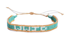 Load image into Gallery viewer, Sea foam Blue WWJD Beaded Bracelet
