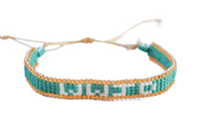 Load image into Gallery viewer, Sea foam Blue WWJD Beaded Bracelet
