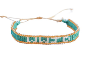 Sea foam Blue WWJD Beaded Bracelet