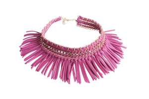 Pink Fringe Choker Necklace