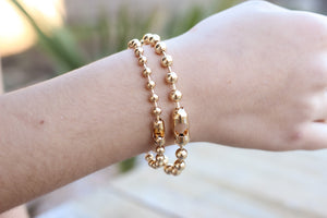 14K Gold Small Ball Chain Bracelet