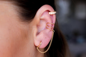 Drop Chain Cuff Earring Asymmetrical Set
