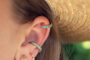 Dainty Turquoise Stone Ear Cuff