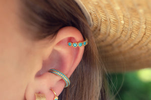 Dainty Turquoise Stone Ear Cuff – ALBF Studio
