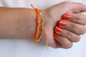 Dainty Neon Orange Stacker Bracelet