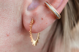 Dainty Sunburst Gold Hoop Earrings