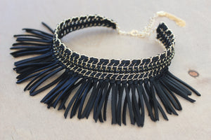 Black Fringe Choker Necklace