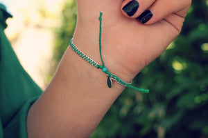 Emerald Green Silver Stacker Bracelet